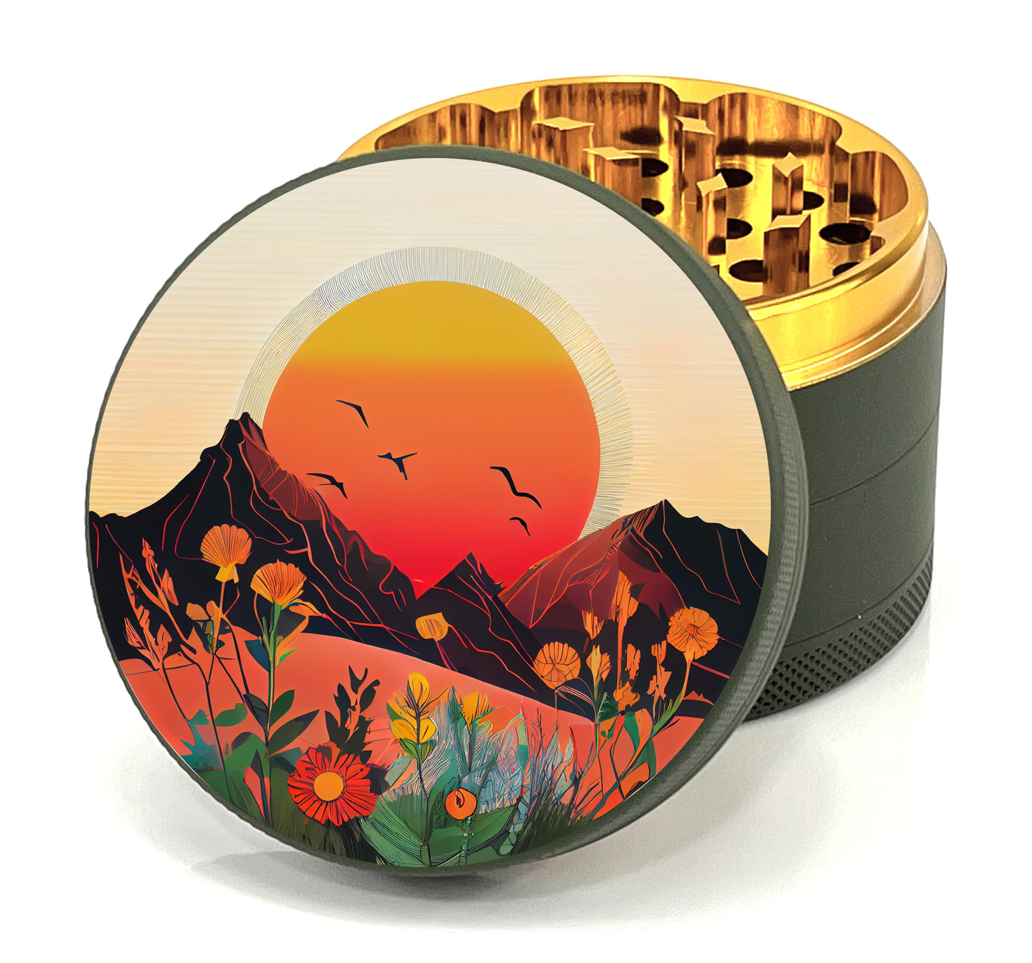 Green Star | 2.5" (63mm) Herb Grinder - Spring Sunrise Design_0