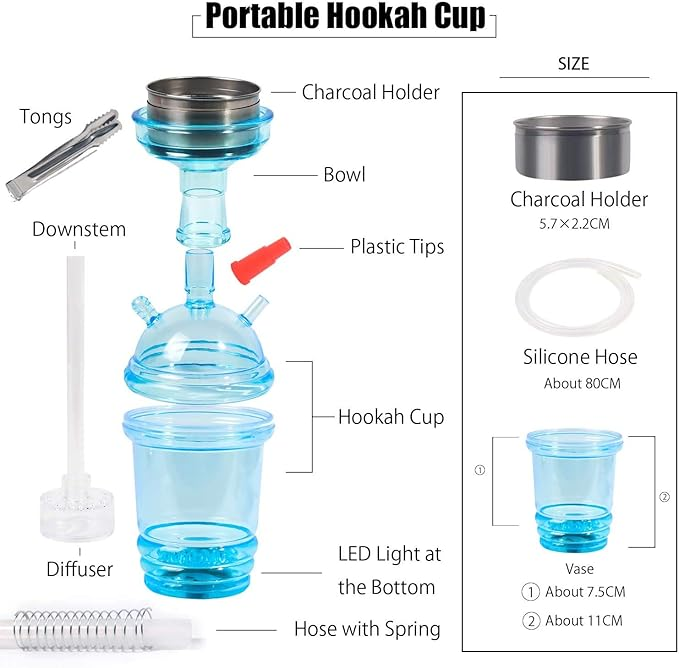 Portable Cup Hookah Bundle with LED light_3