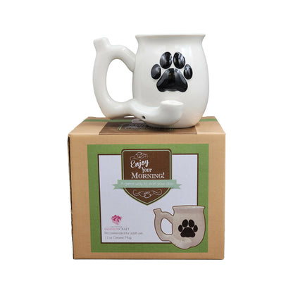 dog paw mug - white with black paw_3