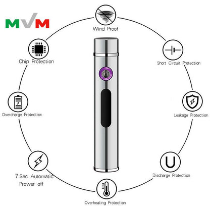 Portable Electronic Lighter USB Arc pipe Lighter with LED Button and Battery Indicator [MLT233]_2