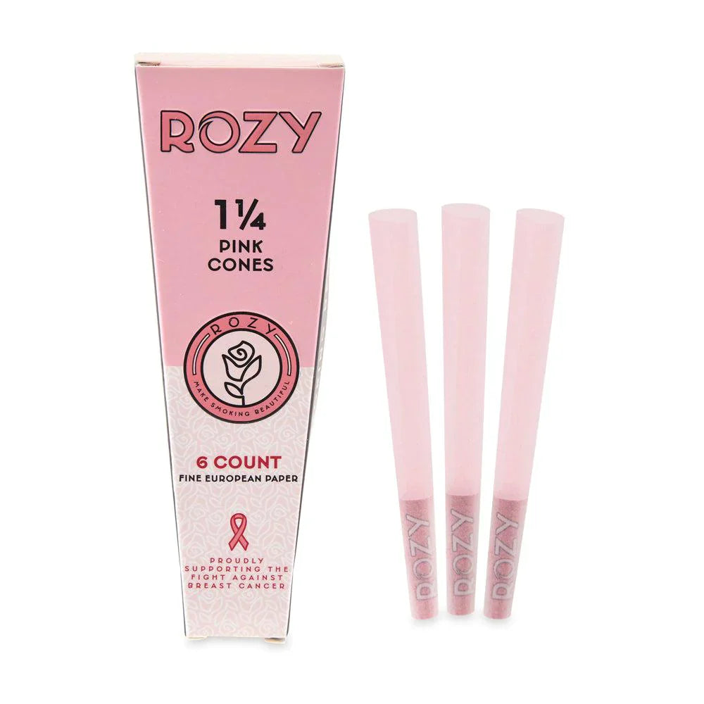 Rozy | Pink 1 ¼ Size Pre-Rolled Cones 6pk – 24ct Display_2