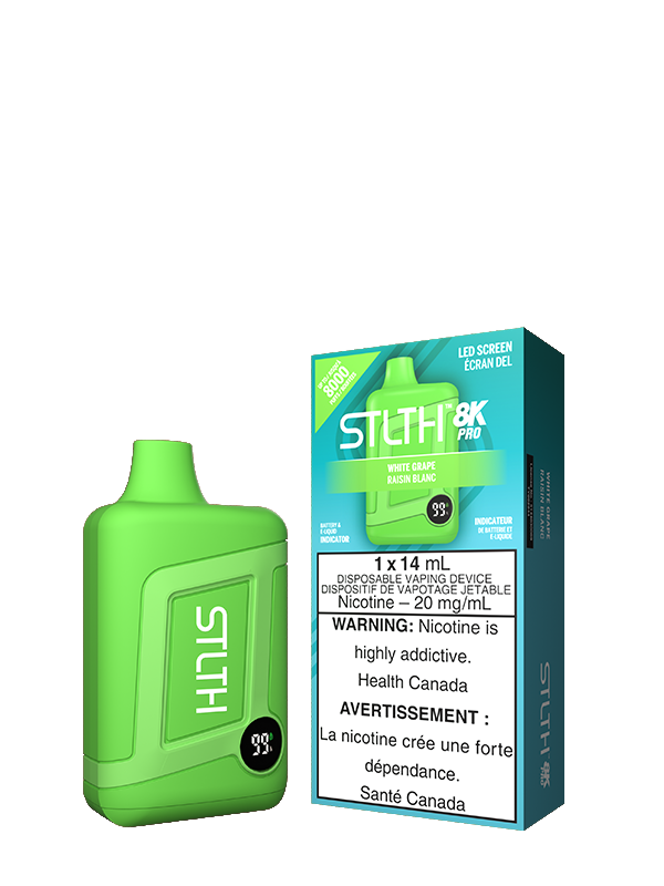 White Grape (NO ICE) STLTH 8K PRO Disposable (Carton of 5 Units) - Rigs N Clouds Canada