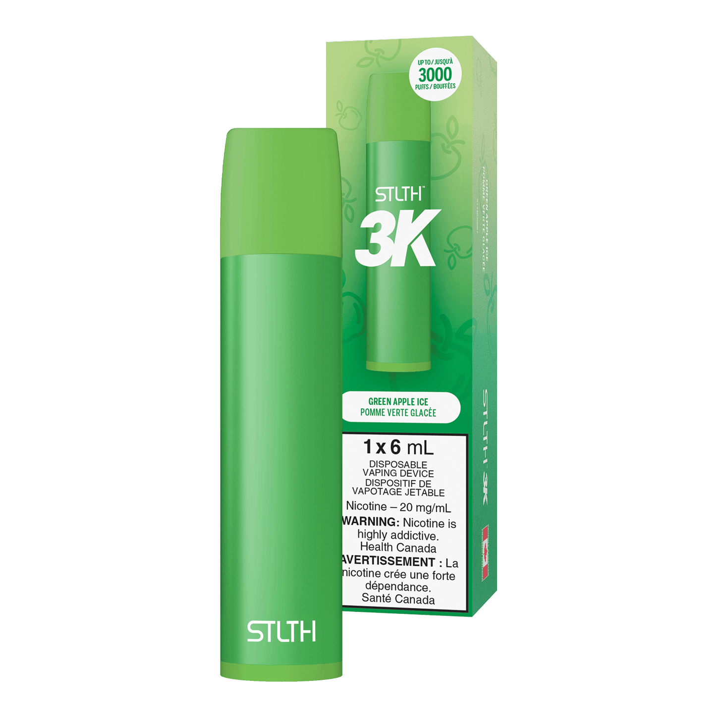 Green Apple Ice STLTH 3K Disposable (Carton of 6 Units) - Rigs N Clouds Canada