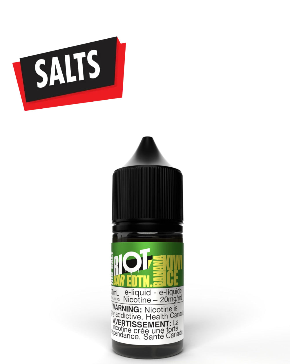 Banana Kiwi Ice Salts 30ml by Riot Bar - Rigs N Clouds Canada