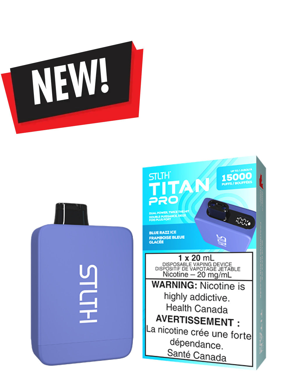 Blue Razz Ice STLTH TITAN PRO Disposable (Carton of 5 Units) - Rigs N Clouds Canada