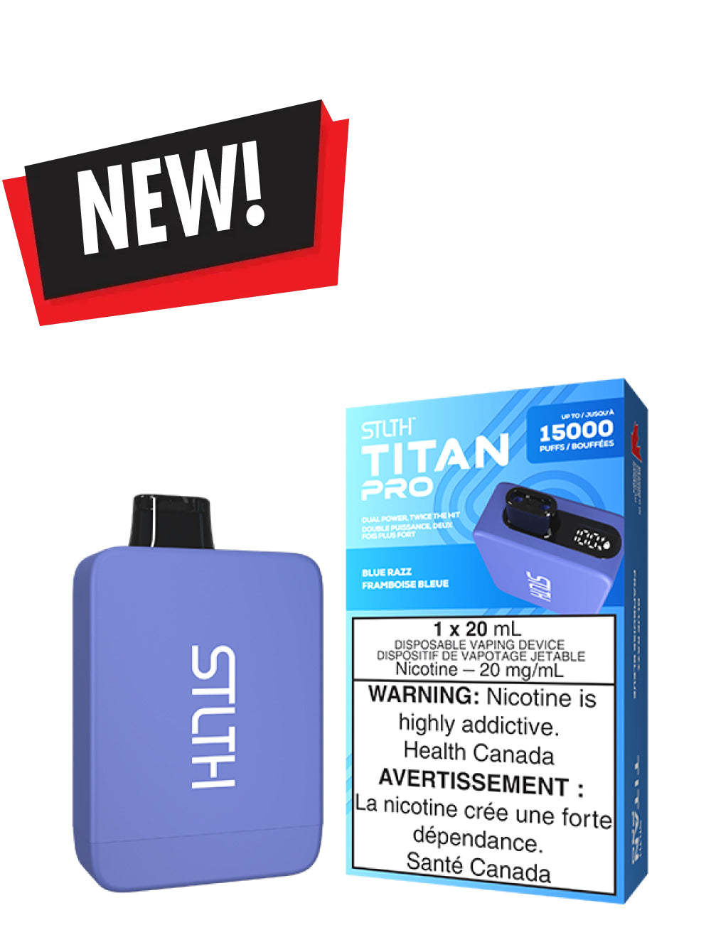 Blue Razz (NO ICE) STLTH TITAN PRO Disposable (Carton of 5 Units) - Rigs N Clouds Canada