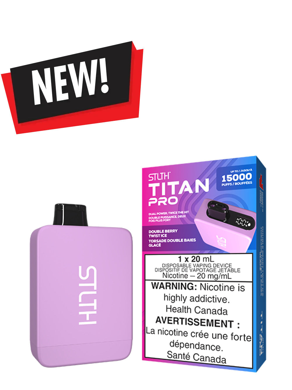 Double Berry Twist Ice STLTH TITAN PRO Disposable (Carton of 5 Units) - Rigs N Clouds Canada