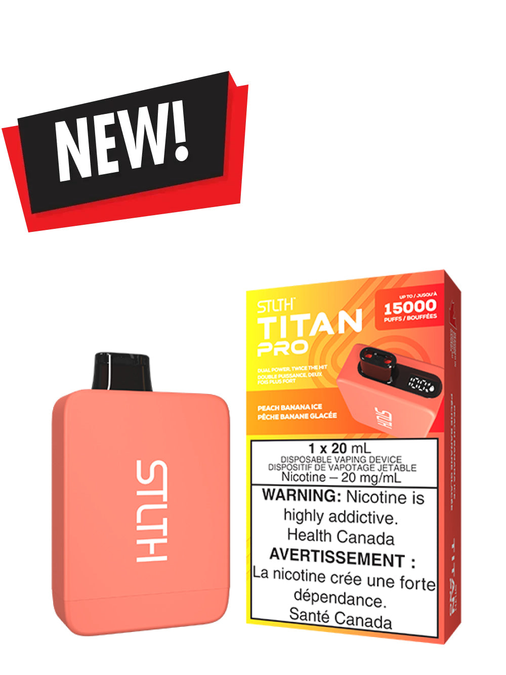 Peach Banana Ice STLTH TITAN PRO Disposable (Carton of 5 Units) - Rigs N Clouds Canada