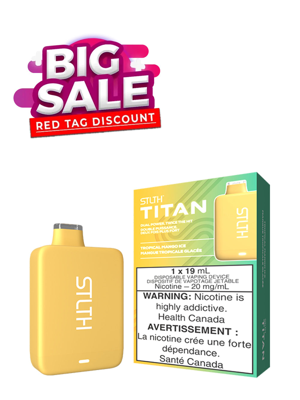 Tropical Mango Ice STLTH TITAN Disposable (Carton of 5 Units) - Rigs N Clouds Canada